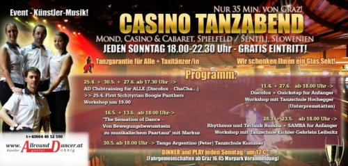 Jeden Sonntag Tanzabend ab 18.00 im CASINO MOND